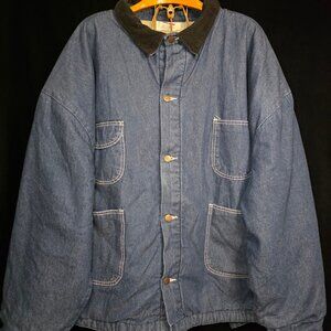 Bob Barker Men's 6XL Denim Prison Jacket Barn Fleece Lined Work Utility Jacket